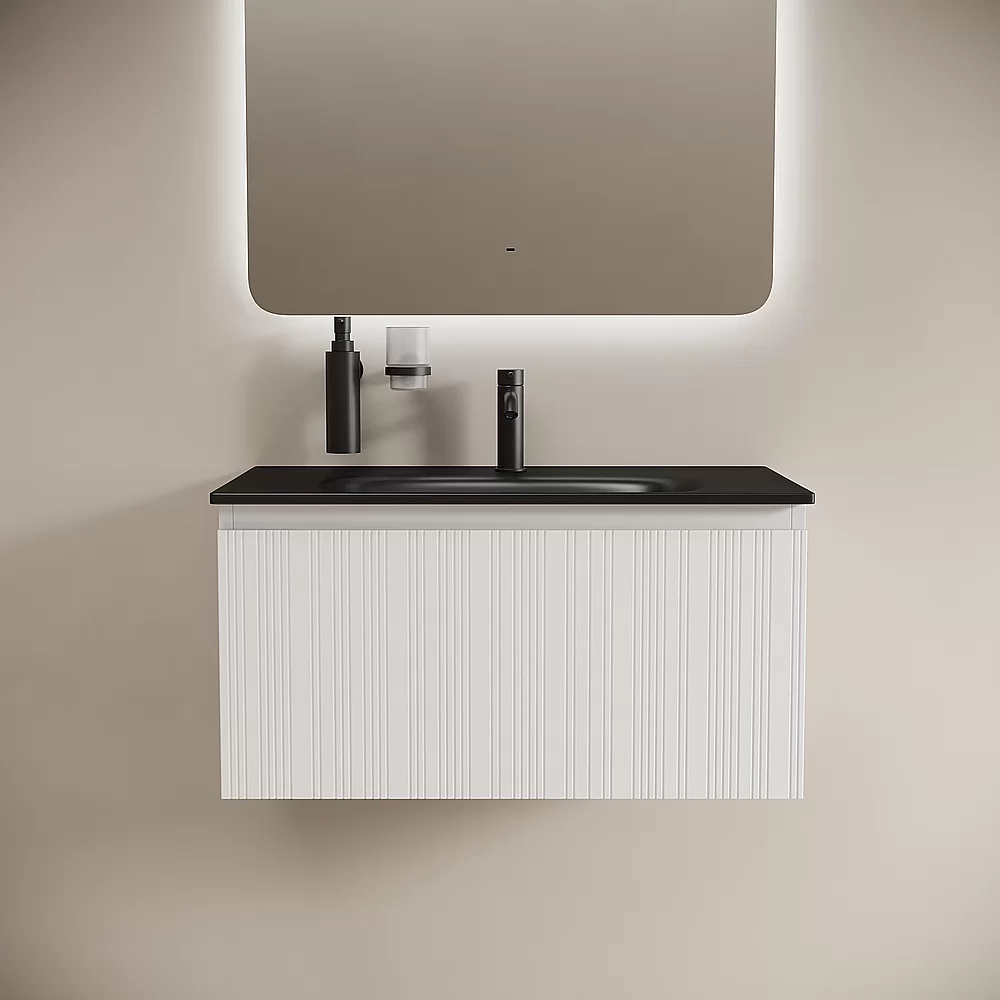 Тумба с раковиной Sancos CODE CD80W/CN13002MB 80 белая