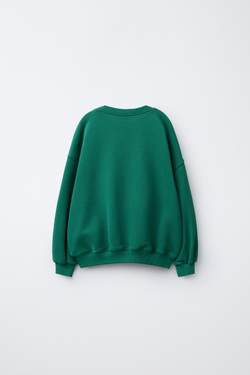 ZARA ТОЛСТОВКА С ВЫШИТОЙ НАДПИСЬЮ, ЗЕЛЕНЫЙ