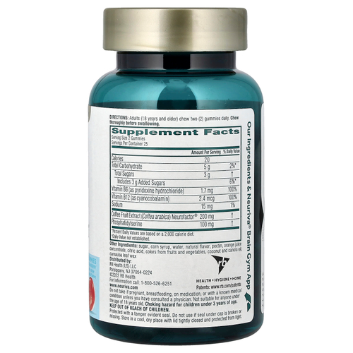 Schiff, Neuriva®, жевательные таблетки для здоровья мозга, с витаминами B6 и B12, со вкусом клубники, 50 жевательных таблеток