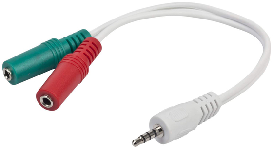 Gembird CCA-417W, джек3.5 4pin-&gt;джек3.5 стерео + 3.5 микрофон моно, длина 20см, белый	 Кабель