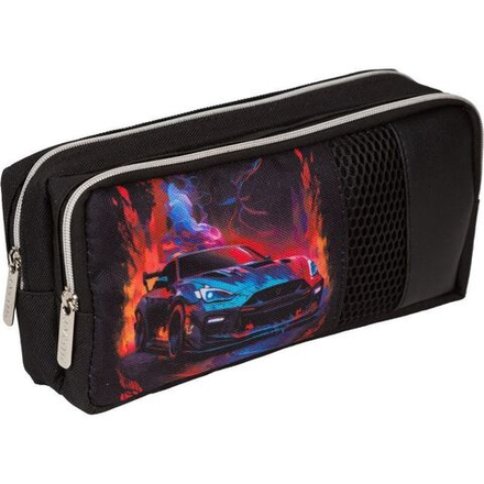 Пенал-косметичка (200*90*60) молния, кожзам Speed Zone", наружн.карман,вставка из сетки