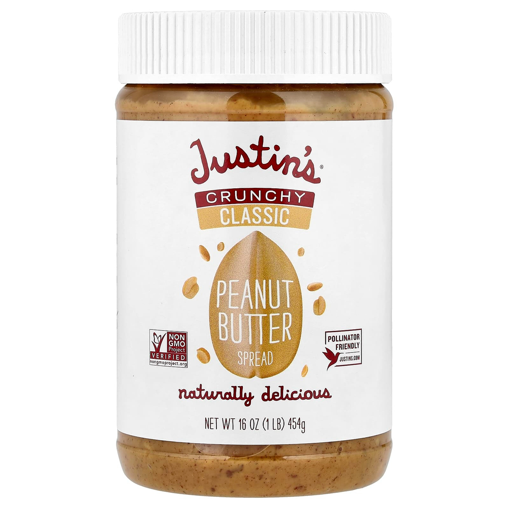 Justin's Nut Butter, классическая арахисовая паста, хрустящая, 454 г (16 унций)