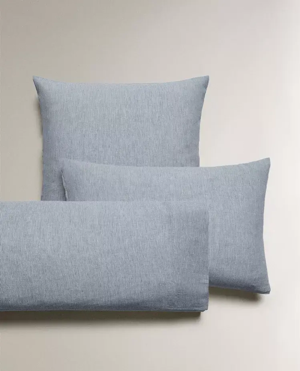 ZARA HOME НАВОЛОЧКА ИЗ ХЛОПКА В ПОЛОСКУ, СИНИЙ