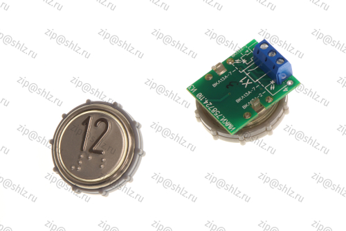 Кнопка (кнопочный модуль) ВКЛ13А-7-4ПБ "12 этаж", круглая, белая подсветка, с кодом Брайля