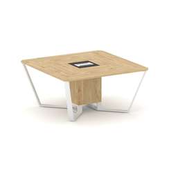 Steel Meet Стол переговорный квадратный KM-PR.B.SP-08 Тиквуд Светлый/Графит Глянец/Металл Белый 1600