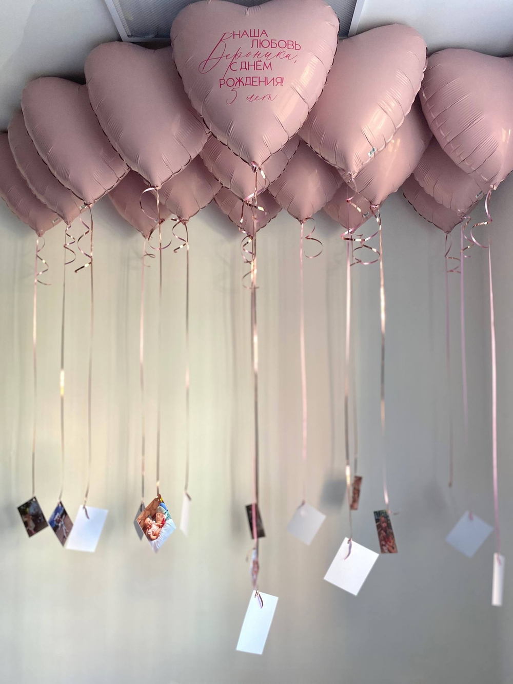 Воздушные шары сердца пыльная роза с фото №3481