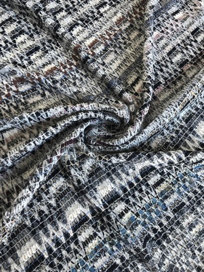 Трикотаж принт зигзаг, серый, белый, черный, дизайн MISSONI