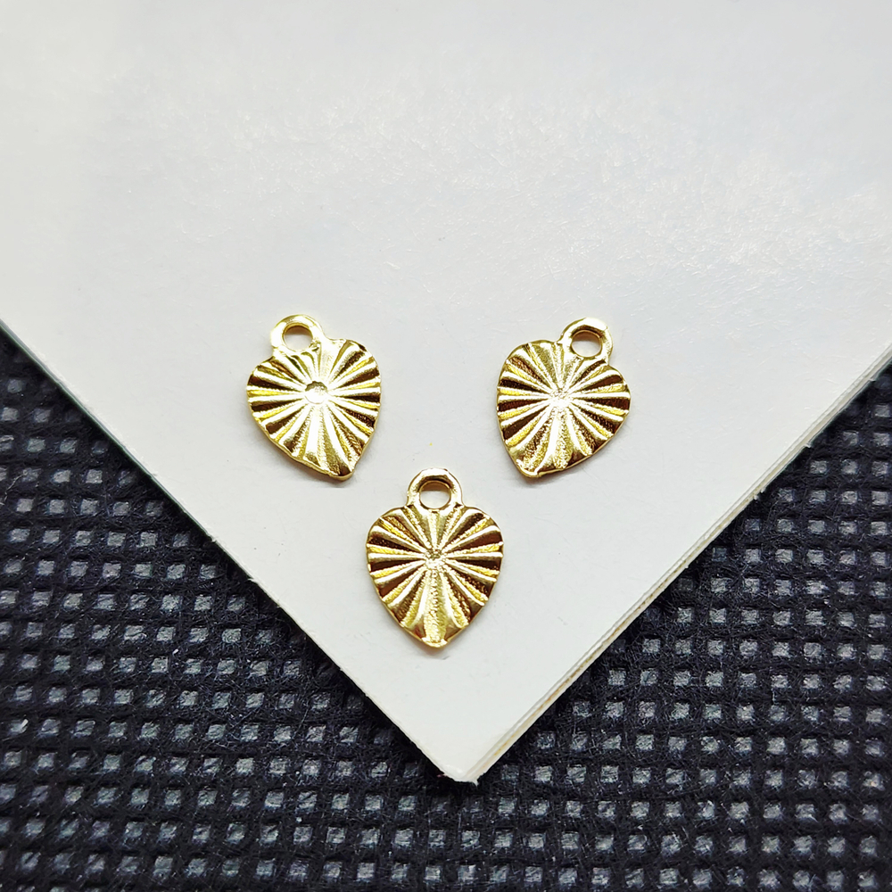 Подвеска сердце, сталь, позолота, алмазная грань, 8мм, штучно