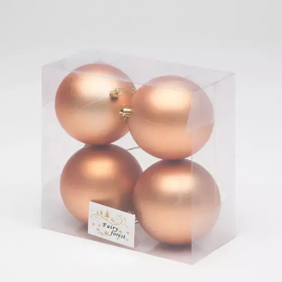 Набор пластиковых шаров Глория 100 мм., янтарный матовый, 4 шт., ЕлкиТорг (150404)