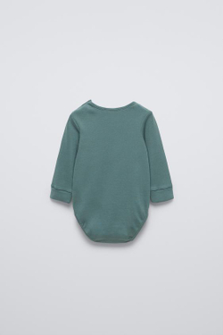 ZARA НАБОР ИЗ ДВУХ БОДИ В ТОНКИЙ РУБЧИК, ЗЕЛЕНОВАТО-СИНИЙ