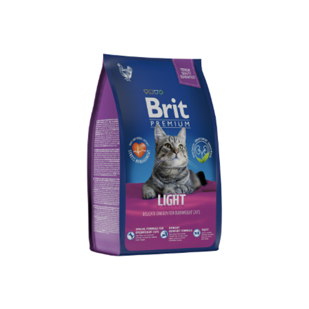 Сухой корм для кошек с избыточным весом BRIT PREMIUM с курицей Cat Light, 0.8кг