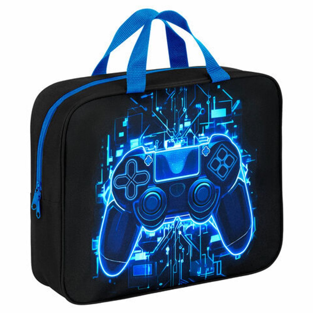 Папка на молнии с ручками BRAUBERG KIDS А4, 1 отделение, полиэстер, 80 мм, "Digital gamepad", 273316