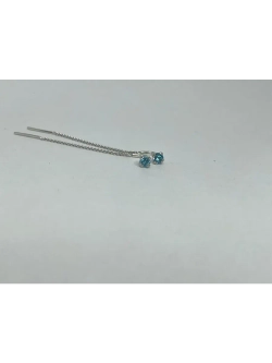 Серебряные серьги протяжки c топазом swiss