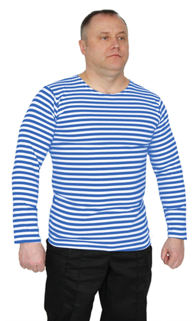 Тельняшка 2-х нитка голубая полоса с начесом