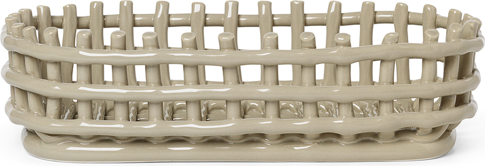 Корзина для хранения Ferm Living Ceramic, овальная, керамика, 30 15 см, бежевая