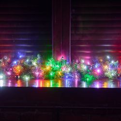 ULD-S1000-100-DGA MULTI-3 IP20 Гирлянда светодиодная. 10м. 100 светодиодов. Белый. желтый. зеленый. красный. розовый. синий свет. Провод зеленый. ТМ Uniel