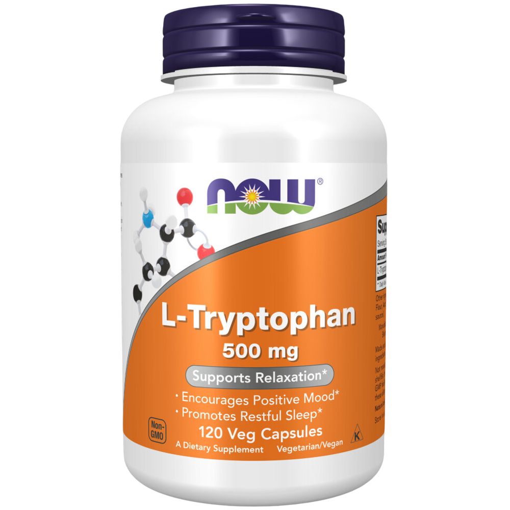 Now Foods L-Tryptophan 500 mg 60 / 120 veg capsules , L-триптофан