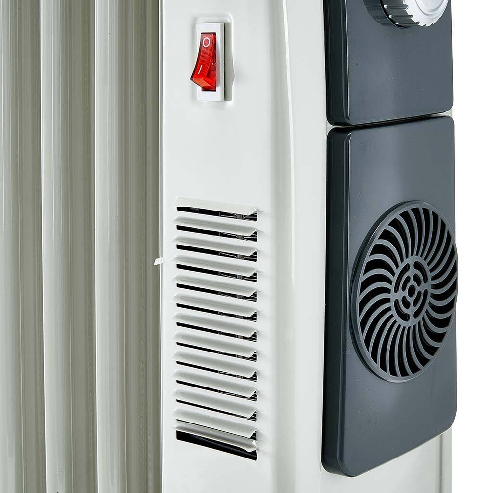 Обогреватель масляный D12F-7 "DELTA", 1500 Вт, 7 секций, с вентилятором, светло-серый