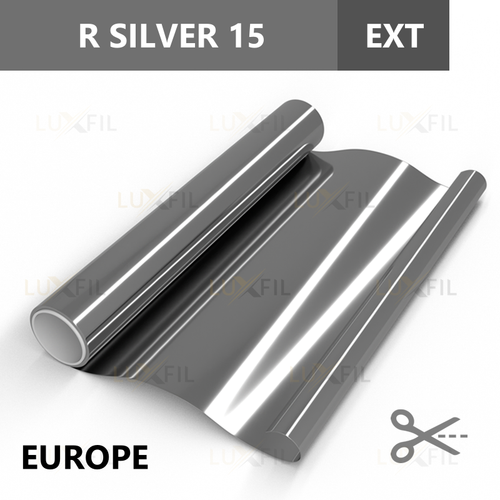 Пленка солнцезащитная зеркальная R SILVER 15 (Exterior EUROPE) LUXFIL, отрез (ширина рулона 1,524)