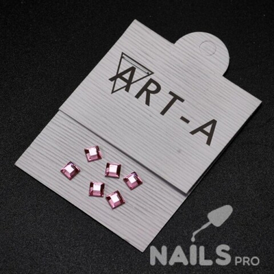 Art-A Стразы квадрат 4мм Pink, 6шт