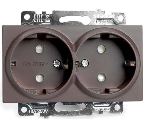 STEKKER Катрин Розетка СУ 2 мест.16А земля шторки шоколад GLS16-7114-04 49030