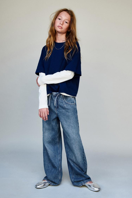 ZARA ДЖИНСЫ WIDE LEG, СИНИЙ