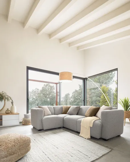 Тумба под ТВ Abilen шпон дуба и белый лак 150 x 44 cm