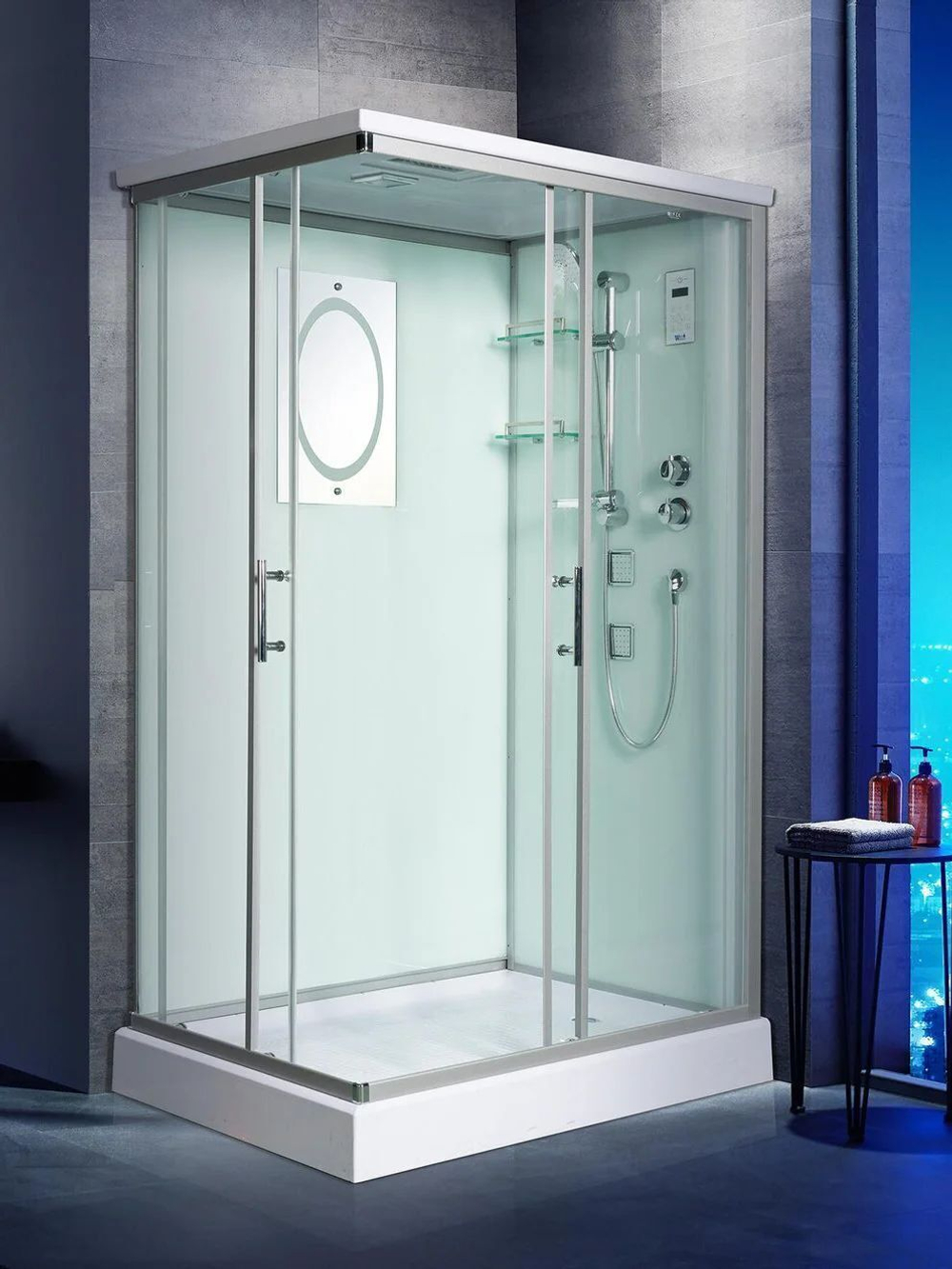 Душевая кабина WeltWasser  WW500 LAINE 1204 120х90 см,  прозрачное стекло, поддон низкий, крыша, гидромассаж