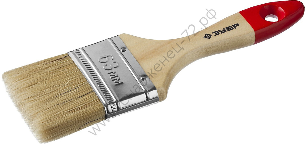 ЗУБР Универсал 63 мм, 2,5'' светлая натуральная щетина, деревянная ручка, Плоская кисть, МАСТЕР (4-01003-063)