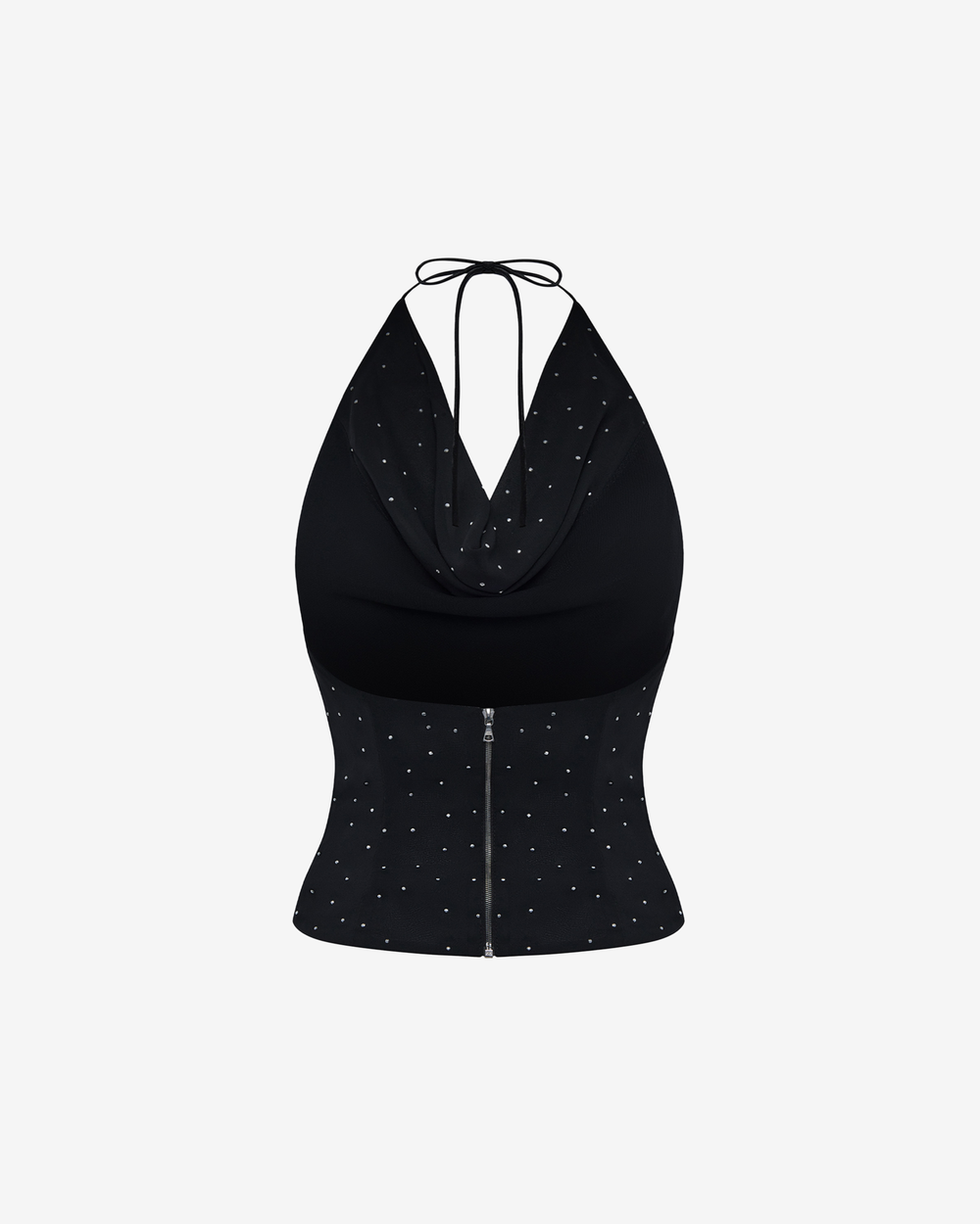 Топ на бретелях с драпировкой из шифона со стразами