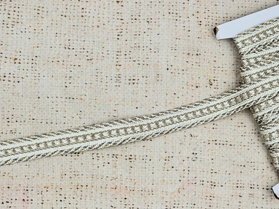 Тесьма плетеная люрекс, ш. 1,5 см, бледно-бежевый