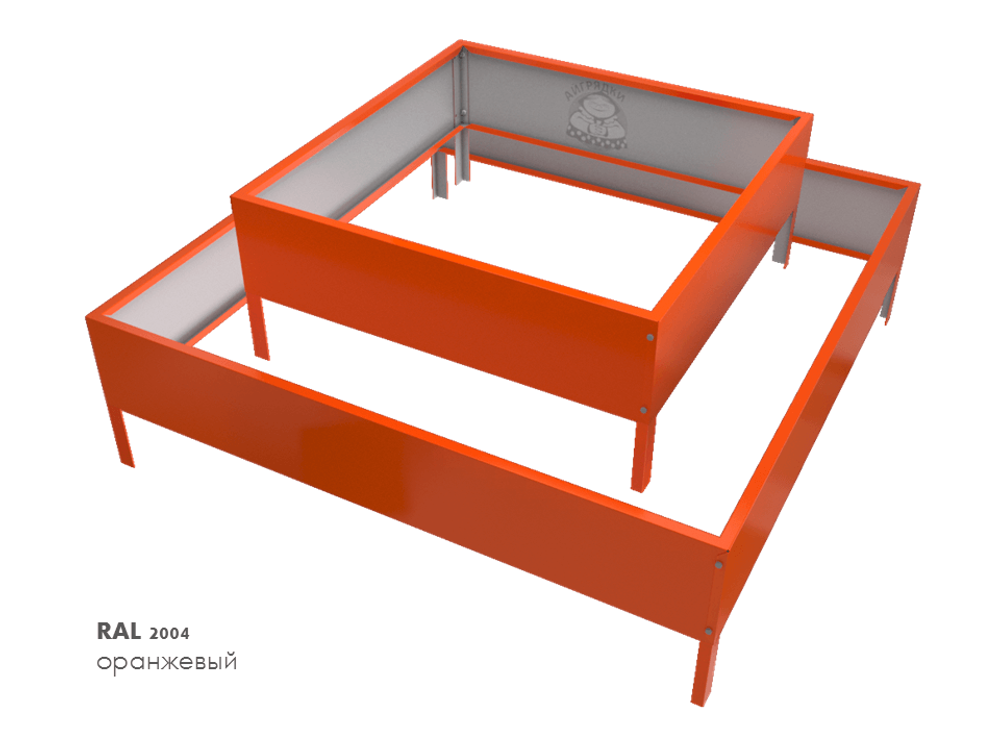 Клумба квадратная оцинкованная 2 яруса RAL 2004 Оранжевый