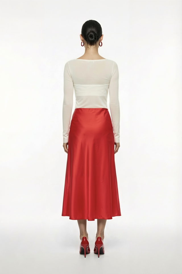 Юбка миди из атласа