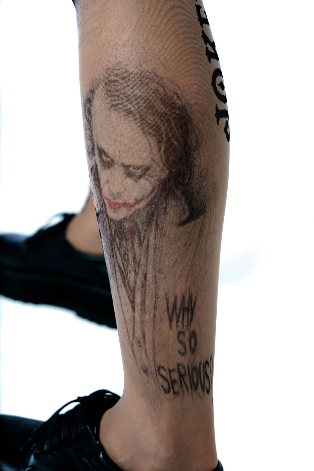 Колготки +size с принтом в виде Джокера (Размер: XL-XXL-XXXL) (Цвет: бежевый)