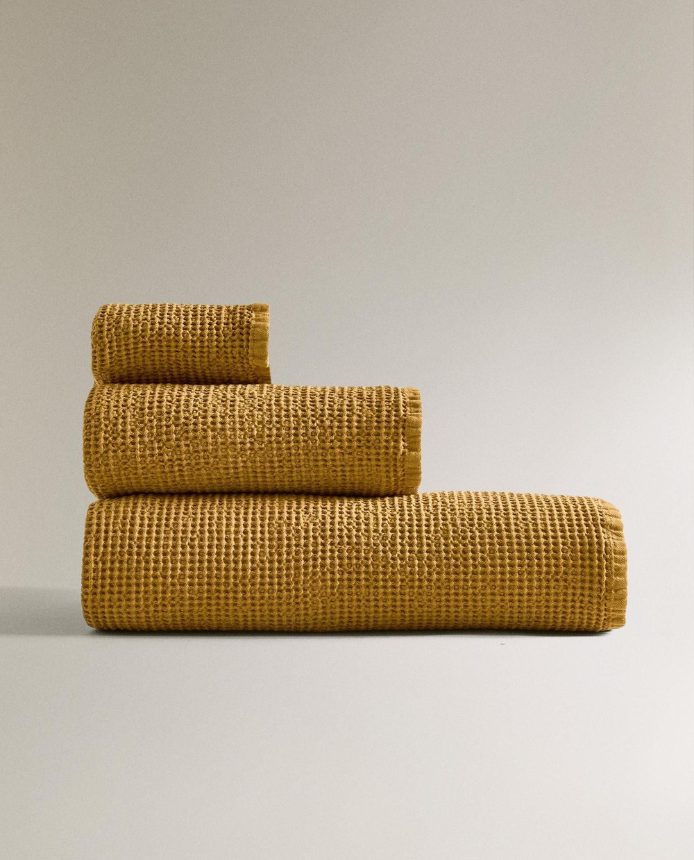 Zara Home - Мини вафельное банное полотенце, желтый, 50х90 см