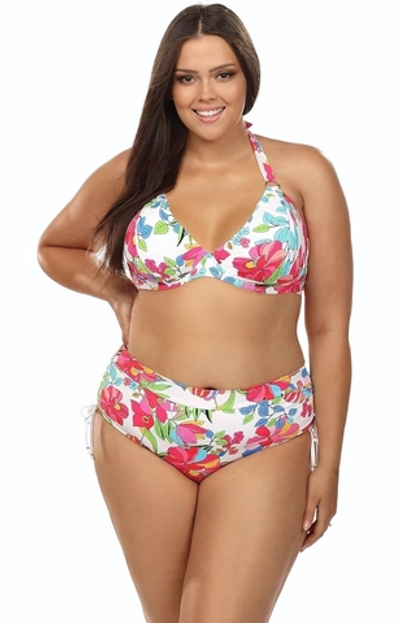 Купальник plus size с ярким цветочным принтом (Размер: 75E/38) (Цвет: разноцветный)