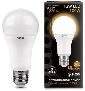 Лампа Gauss LED A60 globe 12W E27 3000K матовое стекло 102502112