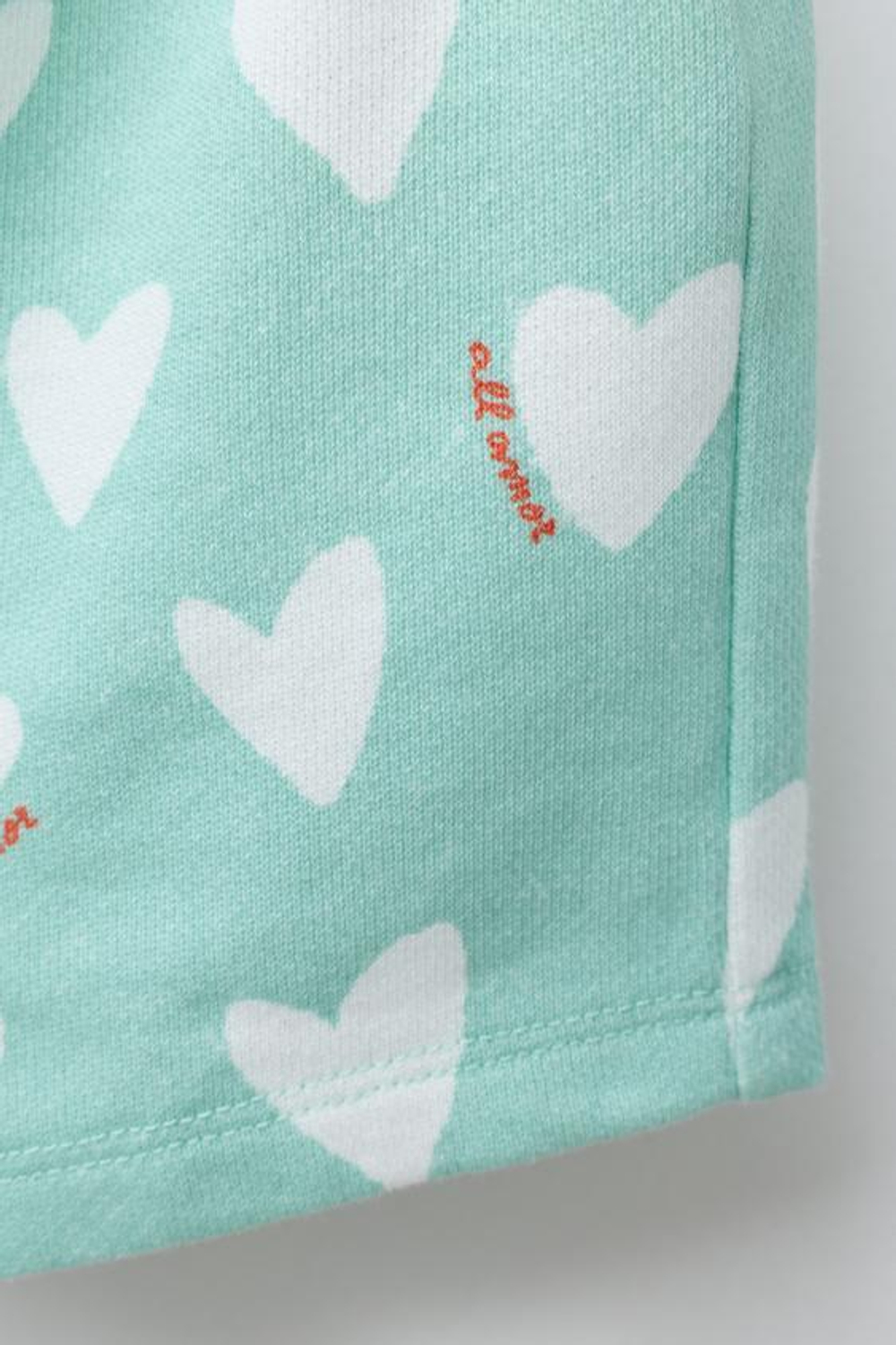 ZARA БЕРМУДЫ С ПРИНТОМ «СЕРДЕЧКИ», БИРЮЗОВЫЙ