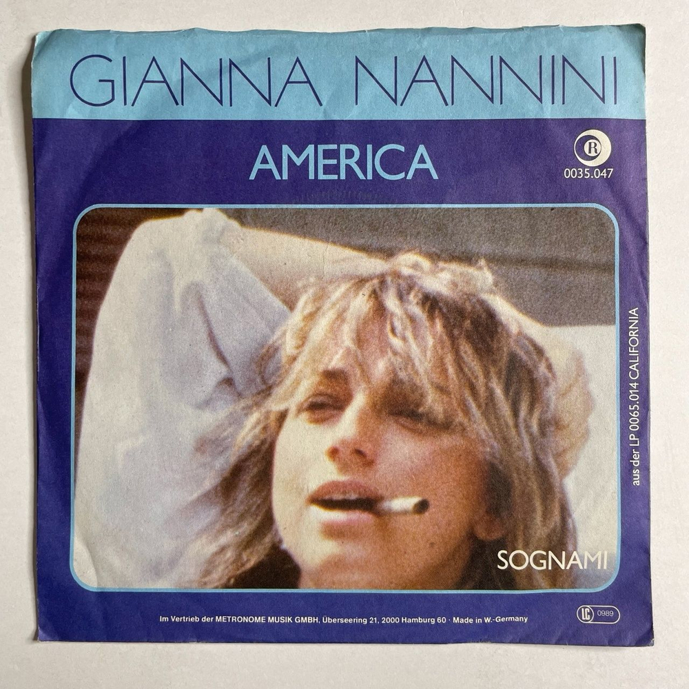 Винтажная виниловая пластинка LP Gianna Nannini America (Germany 1979) 7 дюймов, 45 RPM, Single