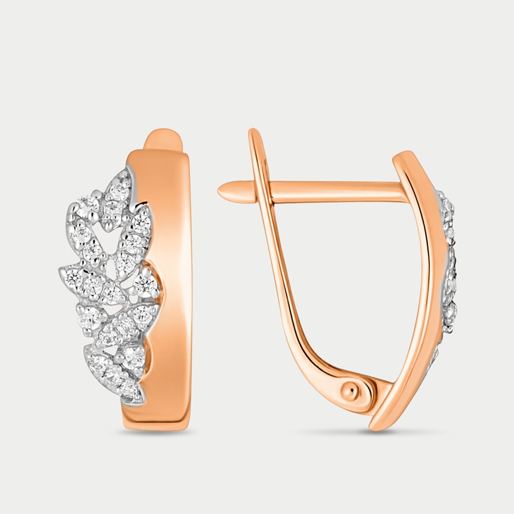 Серьги женские с фианитами из розового золота 585 пробы (арт. 40211300)