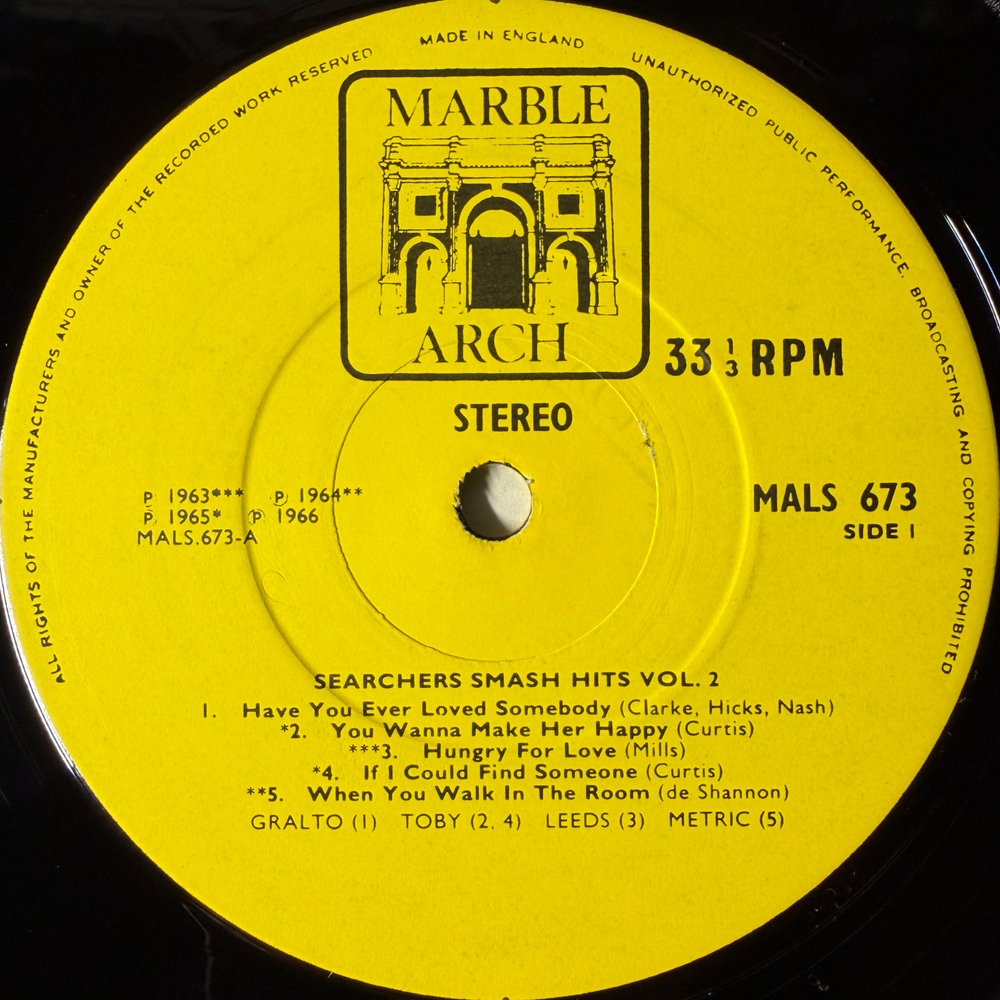 The Searchers ‎– Searchers' Smash Hits Vol. 2 (Англия 1967г.) Т