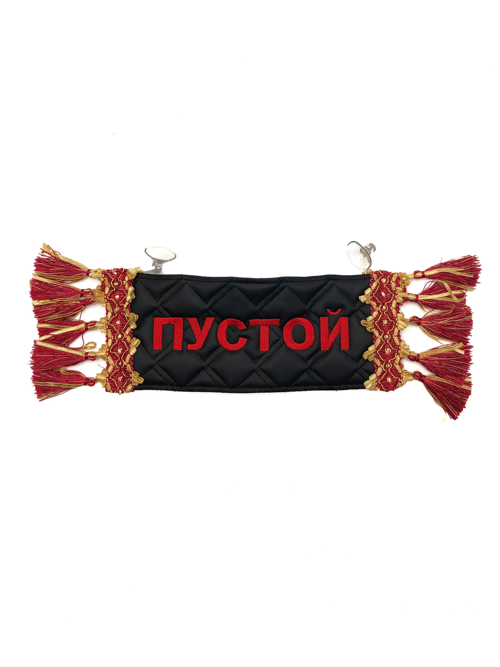 Карман Кирилл (черный с красной вышивкой, экокожа)