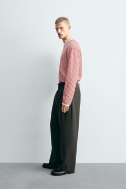 ZARA ЖАККАРДОВАЯ ФУТБОЛКА В ПОЛОСКУ LIMITED EDITION, КРАСНЫЙ/БЕЛЫЙ