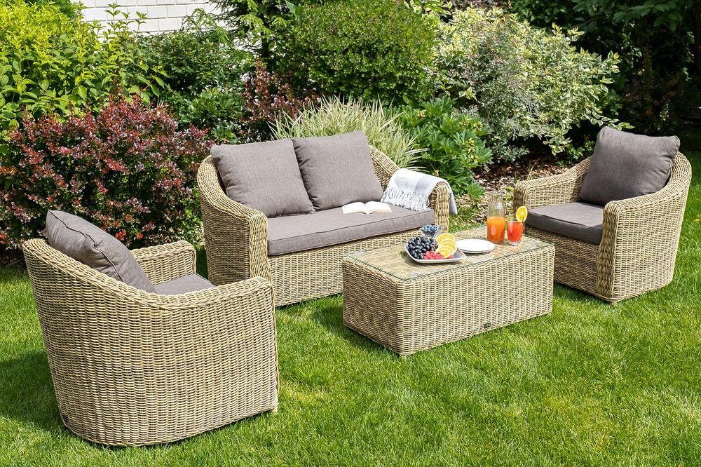 "Кон Панна" лаунж-зона из искусственного ротанга, цвет соломенный