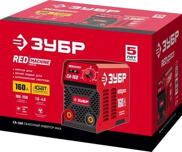 ЗУБР ММА, 160 А, RED MACHINE, сварочный аппарат инверторный, макс. электрод Ø 4.0 мм (СА-160)