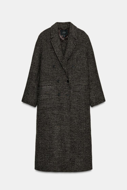 ZARA ПАЛЬТО В КЛЕТКУ — ZW COLLECTION, ТЕМНО-КОРИЧНЕВЫЙ