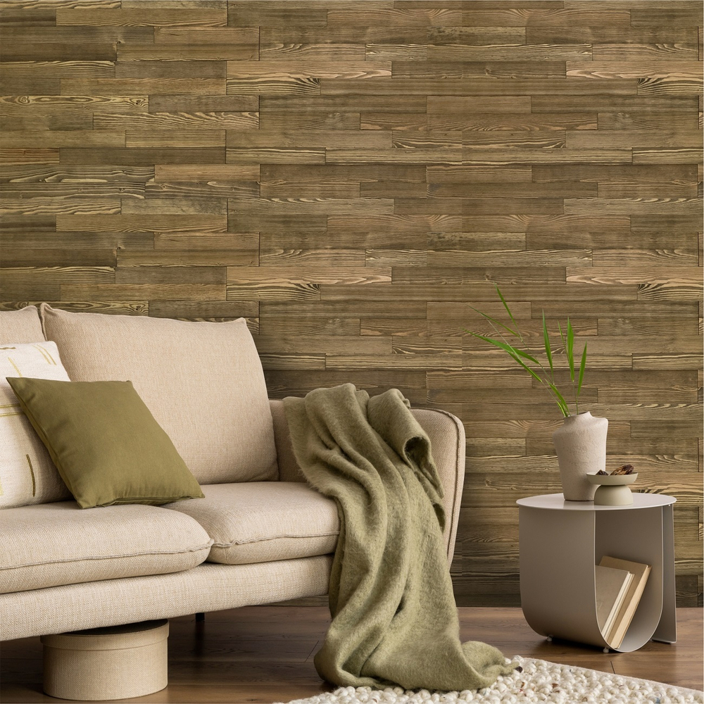 Стеновая панель из амбарной доски декор Орех