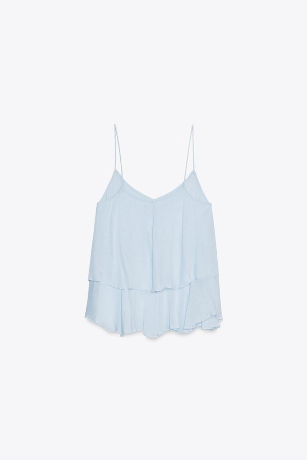 ZARA ТОП ИЗ НА БРЕТЕЛЯХ, НЕБЕСНО-ГОЛУБОЙ