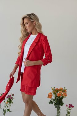 Костюм красный лен