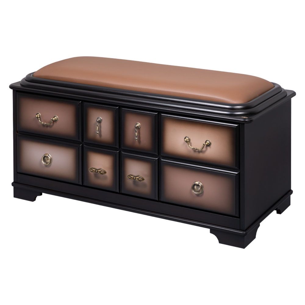 Банкетка Пандора 2 с обувницей Орех Оберджин Шоколад